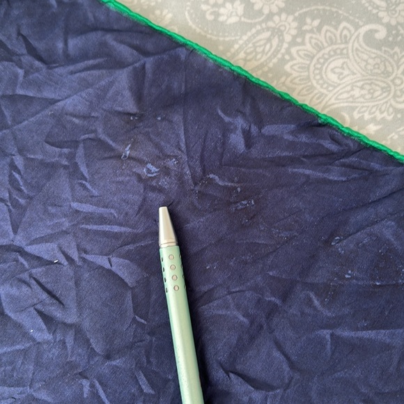 Vintage Christian PARIS Italian Silk Scarf Large square navy blue gold green - Picture 12 of 13